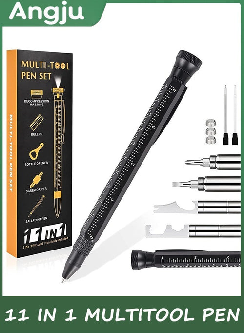 Angju Gifts for Men, 11 in 1 Multitool Pen with Stress Relief Accessory, Father Gifts for Dad, Cool Gadgets for Men, Dad Gifts from Daughter, Birthday gifts for Him, Men, Husband, Boyfriend