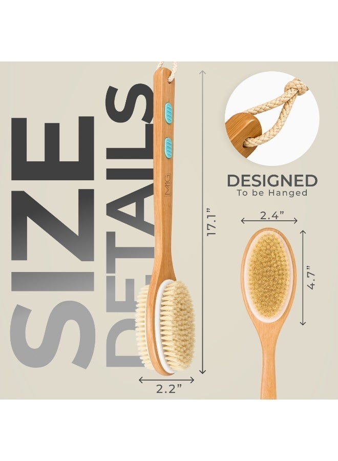MMG Long Handle Dual Side Dry and Bath Body Brush, Reduce Cellulite, Dry Brush for Cellulite and Lym