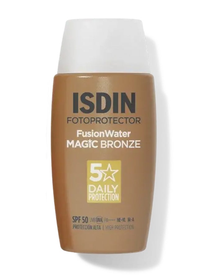 ISDIN Fotoprotector Fusion Water Magic Color Bronze [50Ml] - Deep Tinted Daily Sunscreen For A Sun-Kissed Glow With Intense Hydration