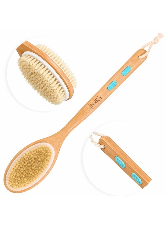 MMG Long Handle Dual Side Dry and Bath Body Brush, Reduce Cellulite, Dry Brush for Cellulite and Lym