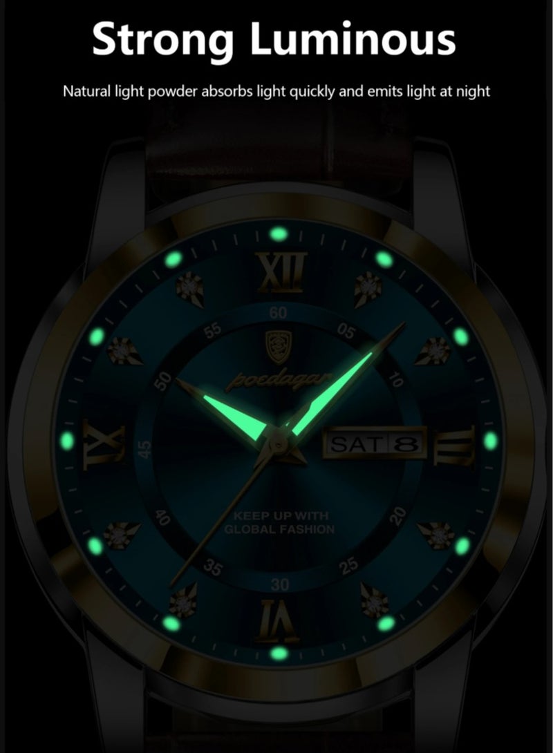 POEDAGAR Man Watch , Watches for Men , Waterproof Luminous Men's Watch Quartz, Men's Wrist Watches 41mm