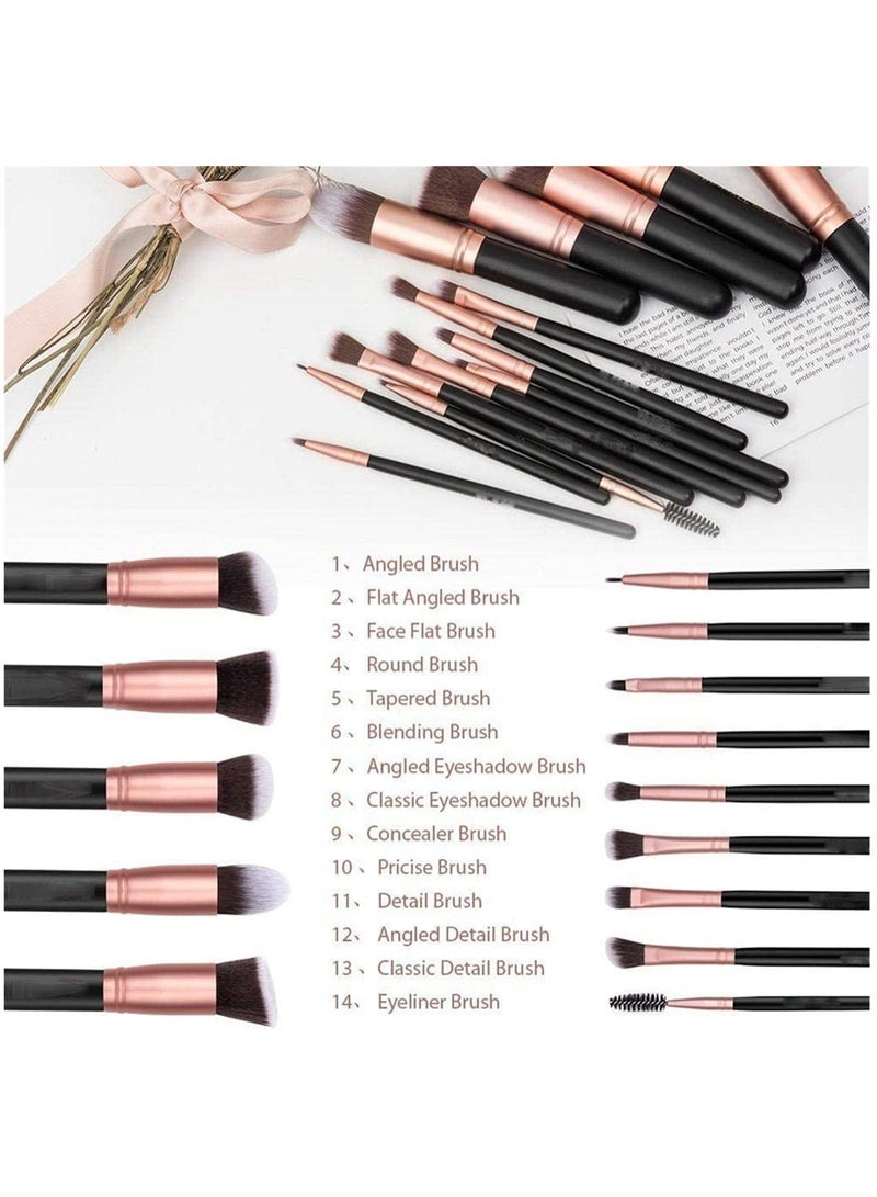 MMG Professional Makeup Brushes 14 PCs Makeup Brush Set Premium Synthetic Foundation Brush Blending 