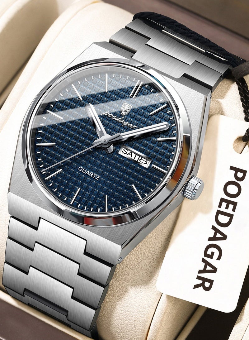 POEDAGAR Man Watch , Waterproof Luminous Men's Watch Quartz, Men's Wrist Watches 40mm