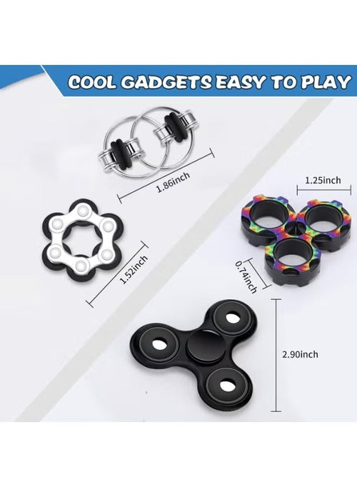 4Pcs Fidget Toys for Teens Boys Kids 4+ ADHD Autism Toys Adults EDC Cool Gadgets Desk Toys Fidgets for Classroom Magnetic Fidget Rings Fidget Spinner