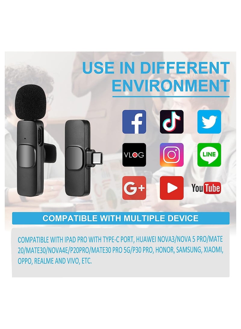 MMG Wireless Lavalier Microphone for Type-C Phone- Plug-Play Wireless Mic with 2 Microphone for USB-
