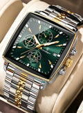 POEDAGAR Luxury Man Quartz Wristwatch Waterproof Luminous Chronograph Men's Square Sport Watches Stainless Steel Men Watch