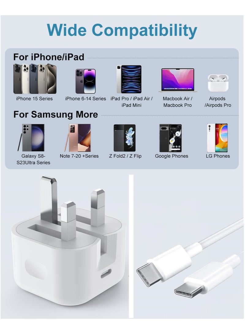 MMG iPhone 17 / 16 / 15 Pro Max Charger With USB C Port 35 Watt with 1M iPhone Fast Charging Cord Ty
