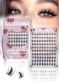 lashvana 100pcs Self Adhesive False Eyelashes Clusters Kit, 10 Rows Comic-style single-cluster Self Adhesive DIY Cluster Kit With Tweezers For Beginners, Press On Glueless Individual Lashes DIY Eyelashes.