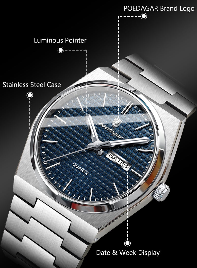 POEDAGAR Man Watch , Waterproof Luminous Men's Watch Quartz, Men's Wrist Watches 40mm
