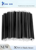 CHU DAI 13 mm X 190mm (50 Pcs) Disposable Straw Boba Straws Jumbo Smoothie Straws, Individually Wrapped Plastic Disposable Wide-mouthed Large Straw