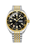 POEDAGAR Men's Quartz Wrist Watch, Stainless Steel Strap, Dual Calendar Date Display, Luminous Hands - 682