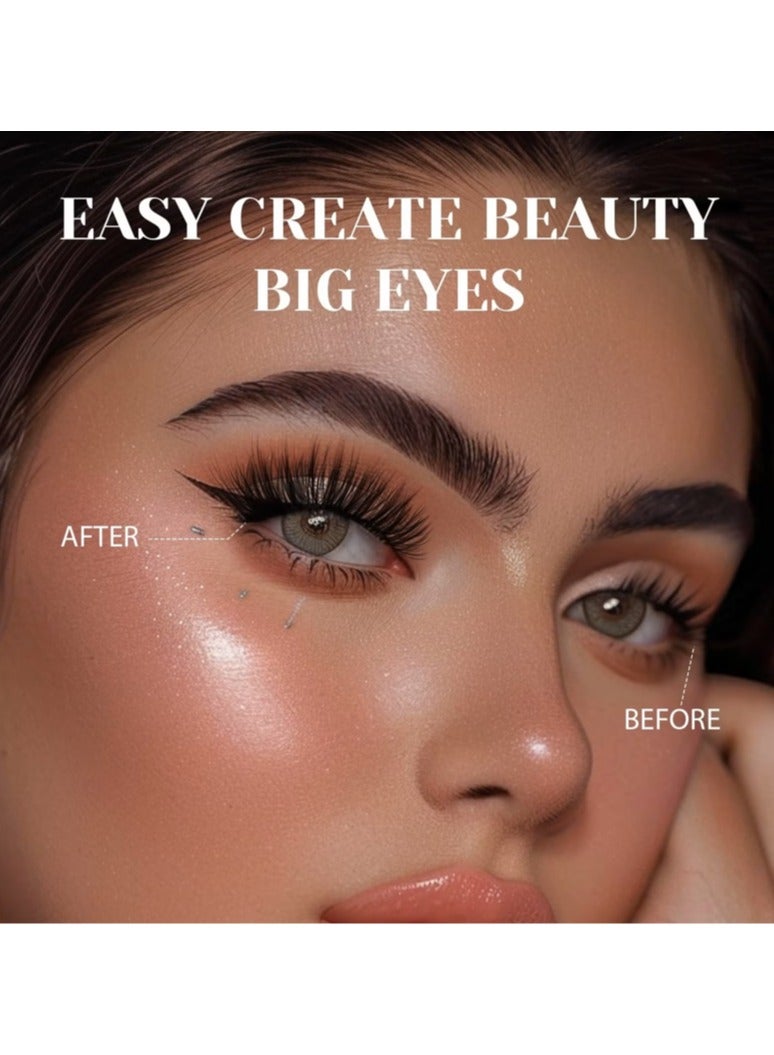 JOSQUEWNN Self Adhesive Eyelashes Clusters Kit, False Eyelashes D Curl Pre Glued Lash Clusters Wispy Lashes Kit with Tweezers for Beginners, Press On Glueless Lash Extension Kit 10 to 16mm , 100PCS
