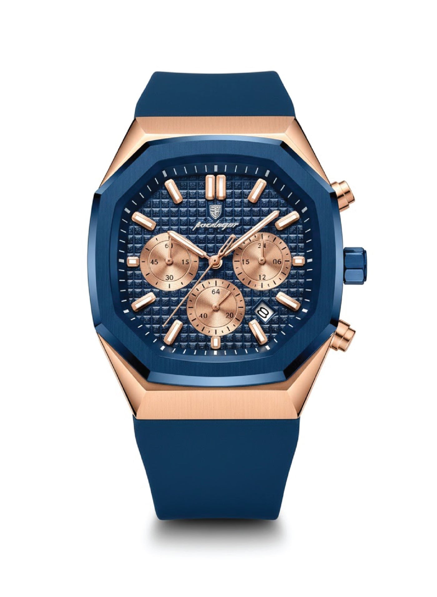 POEDAGAR Men's Quartz Chronograph Watch - Waterproof, Luminous, Silicone Strap - 893
