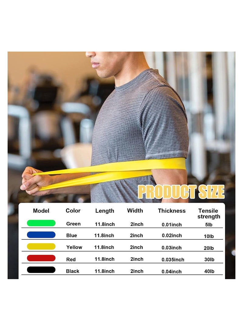 MMG Resistance Bands Set, 5pcs Assorted Pounds Strength Training Exercise Resistance Loops Stretch B
